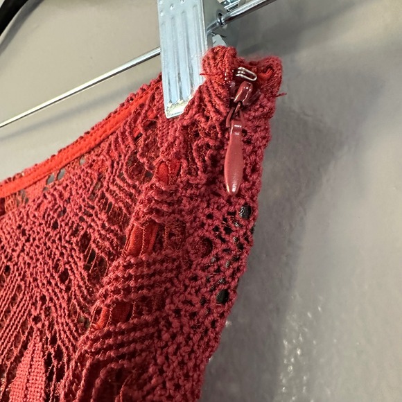 Urban Outfitters Tasha Sheer Eyelet Lace Flare Pants | Rust Orange SZ 0 - Picture 3 of 8